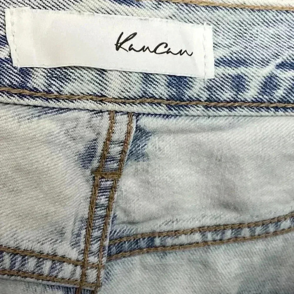 KanCan Women 11/29 Mid Rise Straight Jeans Blue Cotton Light Acid Wash Raw Hem - Picture 8 of 9